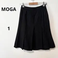 【美品】モガ　レース使い膝丈スカート　ブラック　1 Sサイズ相当