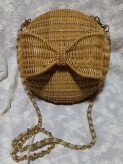 アナトリエ 丸形 リボン カゴバッグ 美品