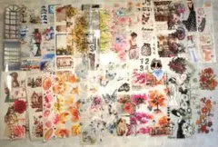 950花柄/人物/文字 おすそ分けテープセット 海外マステ28種 コラージュ素材