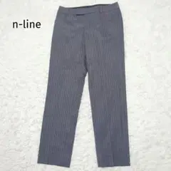 エヌライン スラックス パンツ グレー ストライプ スーツ 通勤 シンプル