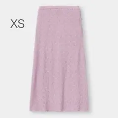 【美品】GU ジーユー ランダムシャーリングフレアスカート ピンク XS
