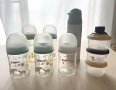 Pigeon 哺乳瓶　5本セット　調乳ステンレスボトル　ミルクケース3段式