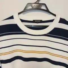 プラステ ストライプ 半袖 ニットシャツ　Lサイズ