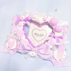 【B7 L版 】ホイップデコ ハートケーキ 紫 リボン 硬質ケース
