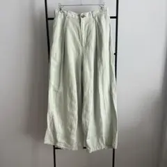 ジーユー GU タックワイドパンツ L ペールグリーン 【薄汚れあり】