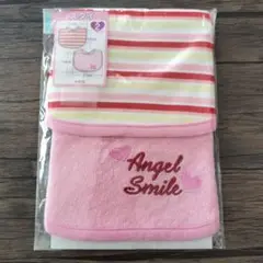 新品！ストライプ柄とピンクのスタイセット マジックテープ留