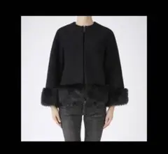 極美品 YOKO CHAN ファースリーブ ノーカラー ショートコート