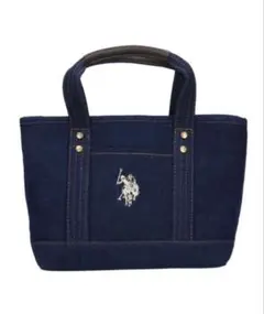 U.S. POLO ASSN. キャンバス ロゴトートバッグ ブルーデニムカラー