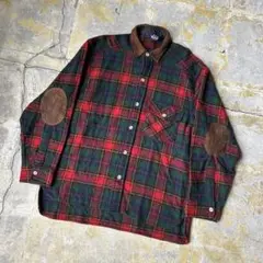 90S USA製 Woolrich エルボーパッチ ネルシャツ ウールリッチ