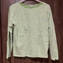 アメリカンホック　ボーダー柄 長袖Tシャツ グリーン Lサイズ
