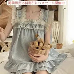 水色チェック柄フリルルームウェアセット*2XL*新品*未使用品*即日発送