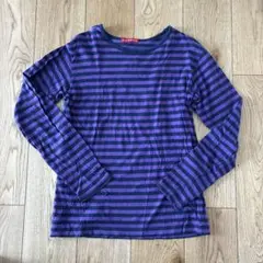 サンマルイチ 紫と黒のボーダーロングTシャツ