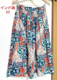 nongatine インド製ボタニカル柄フレアロングスカート　M　美品✨
