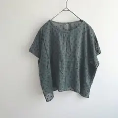 GIANNI LO GIUDICE ドット柄 半袖ブラウス グリーン　総柄　36