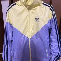 adidas ナイロンジャケット S イエロー/パープル