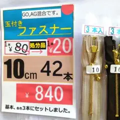 袋用【10cm】ファスナー 42本セット【処分品】