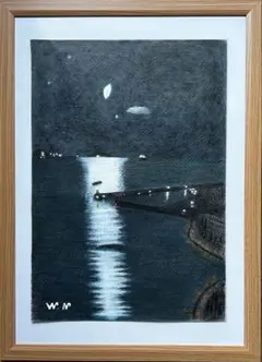 夜景　色鉛筆画