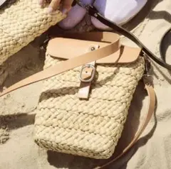Ajew TAN basket shoulder ベージュ かごバッグ