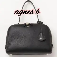 美品◆アニエスベー パドロック鍵付き 柔らかレザー ワンハンドルバッグ