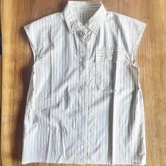【訳あり】ジバンシィ ストライプ ノースリーブシャツ ホワイトカラフル M 夏