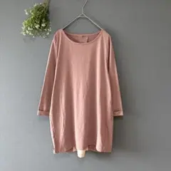 チアフリー［M］美品✨薄手さらり　ロールアップ七分袖チュニック　バックスリット