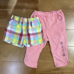 キッズ カラフル チェック柄 ハーフパンツ 130cm ２点セット