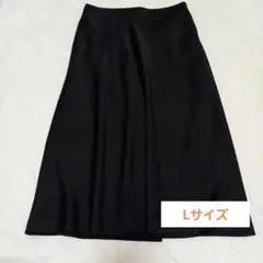 ユニクロ ブラック サテン フレアスカート ひざ丈 UNIQLO