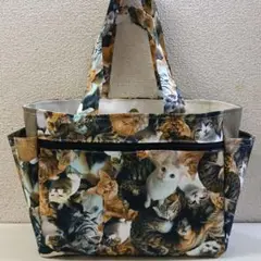 ハンドメイド　リアルねこさん　　　　　サイドポケットトートバッグ♡