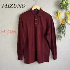 ◇【美品】MIZUNO AXY 長袖シャツ 長袖 ゴルフ 襟付き 赤紫 M