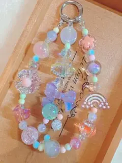 ハンドメイド☺︎パステルカラーストラップ♡キーホルダー