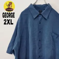 USA古着 GEORGE　半袖ボタンシャツ2XL　ブルー