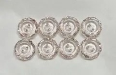 ボタン　2穴　透明　ピンク系　10角形　8個