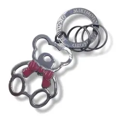 MIKIMOTO 真珠 クマ型キーホルダー シルバー リボン キーリング