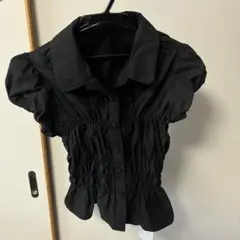 黒 シャーリングシャツ 半袖