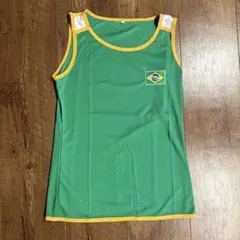 00s vintage サッカーノースリーブ速乾ブラジル国旗刺繍タンクトップ　F