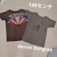 デニムダンガリー☆ミッキー　スヌーピーＴシャツセット　140センチ