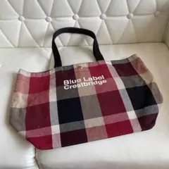 ブルーレーベルクレストブリッジ　ロゴキャンバストートバッグ　レッド