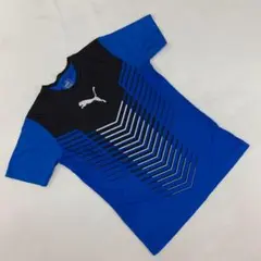 PUMA Tシャツ 半袖 クルーネック ロゴ ブラック ブルー M サッカー 青