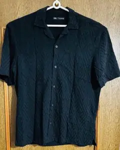 【お盆限定30%OFF】【ZARA】メンズ半袖シャツ　ジグザグ模様　Mサイズ