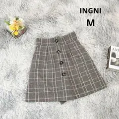 【イング】キュロット スカンツ (M) チェック柄 フロントボタン 大人可愛い