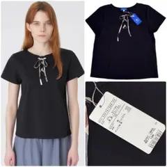 新品 ブルーレーベルクレストブリッジ レースアップ半袖カットソーTシャツ 黒38
