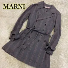 MARNI マルニ トレンチコート ロングコート チェック グレー 46サイズ