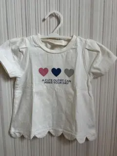 ハートプリント スカラップヘム Tシャツ 90
