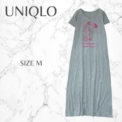 ユニクロ　スヌーピー　ラフ　マキシ丈　ロング　カットソーワンピース　M　良品