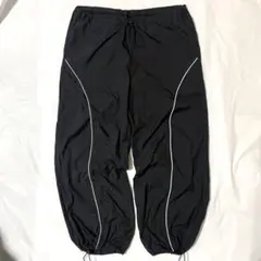 トラックパンツ サイドライン ブラック ジャージ ナイロン シャカシャカ XL