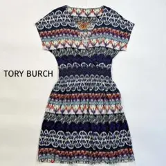 TORY BURCH シルク100 カシュクール ワンピース XS 総柄