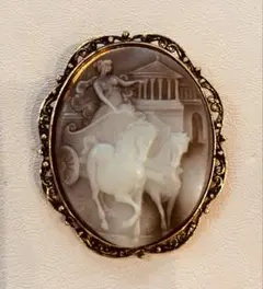 SALE◆アンティーク カメオ ブローチ ペンダント馬車に乗る貴婦人◆