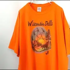 ギルダン Wisconsin Dells ゆるだぼ Tシャツ 蛍光 2XL 古着