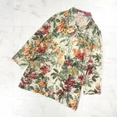 美品 VINVERT 総花柄シアーシャツ マルチカラー サイズ11*ED974