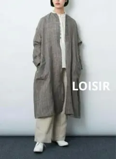 最終値下☆ 新品タグ付☆ LOISIR リネンガーゼチェックガウンカーディガン